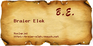 Braier Elek névjegykártya